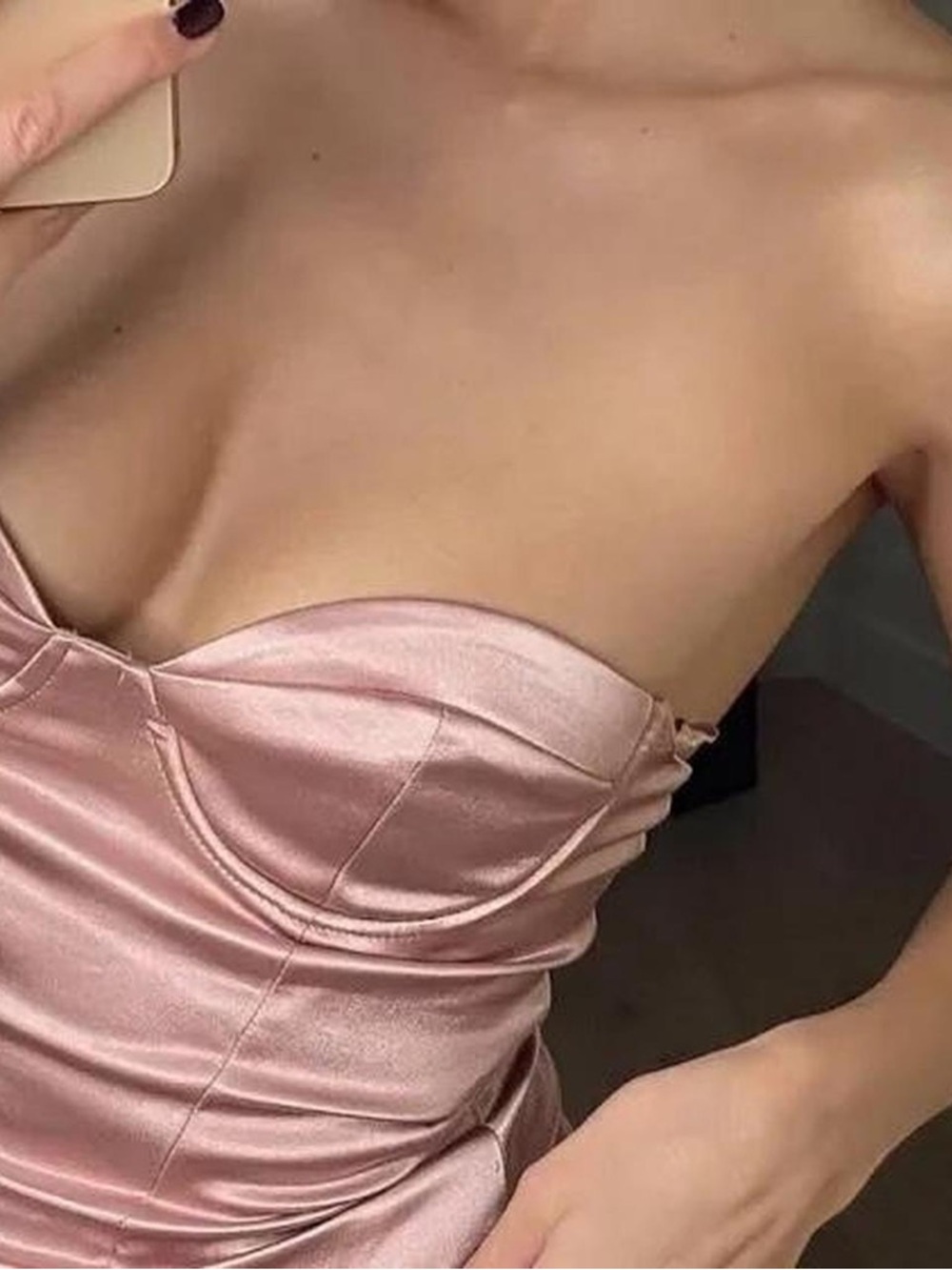 Zara Dusty Pink Satin Bustier Bodysuit